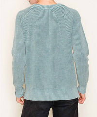 Staccato - Washed Yarn Henley Neck Half Button Sweater
