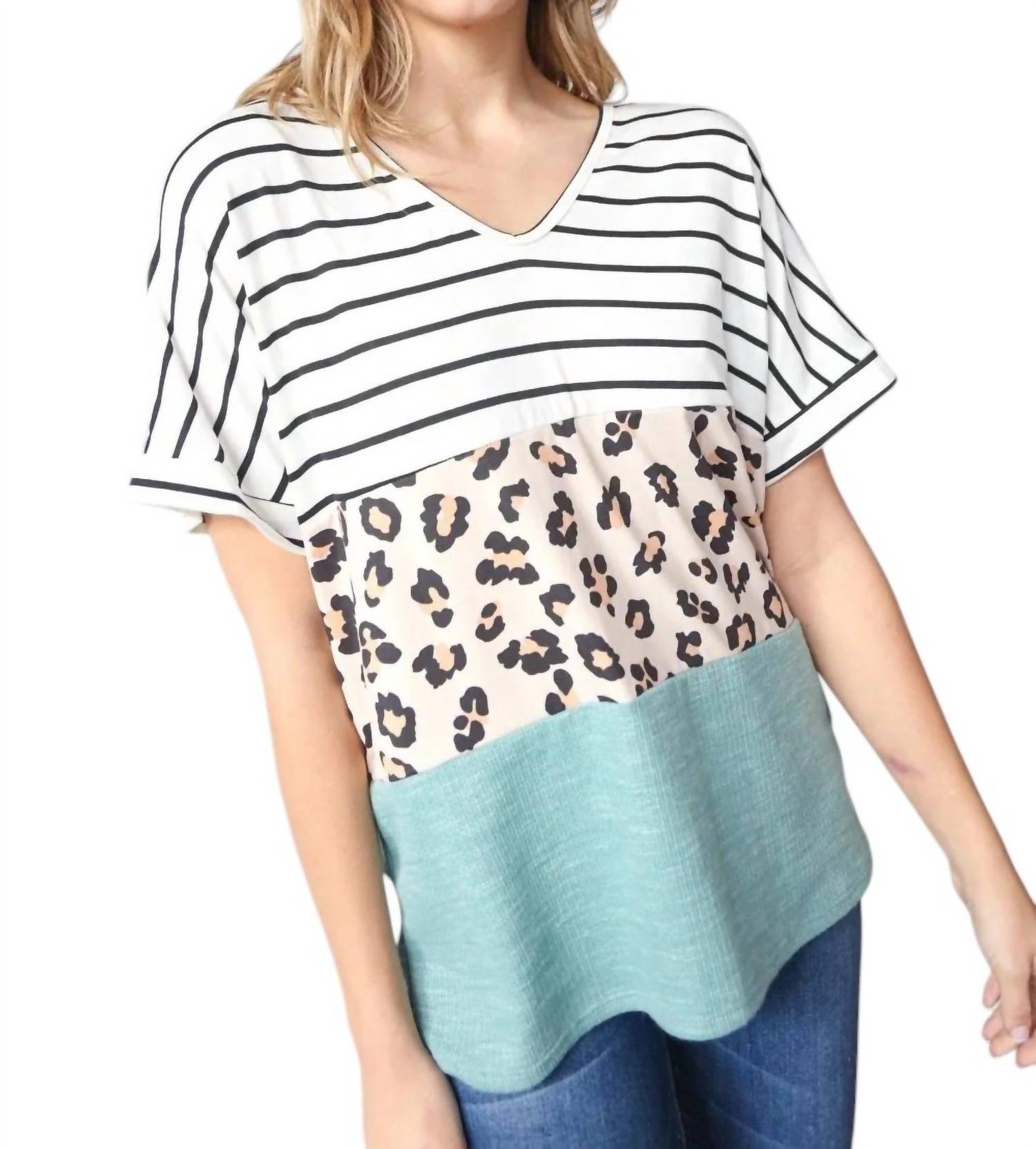 Haptics - Colorblock Short Sleeve Top