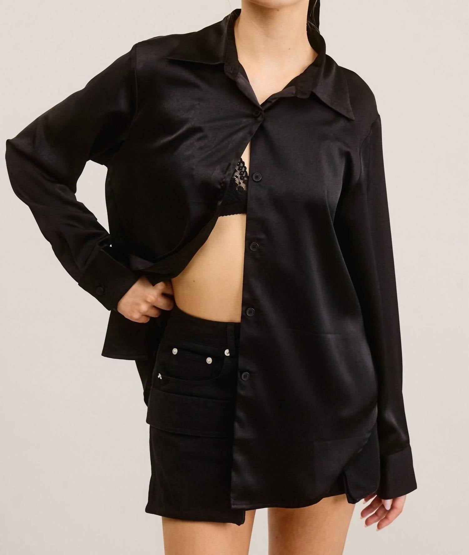 Mimosa - Satin Button Down Blouse
