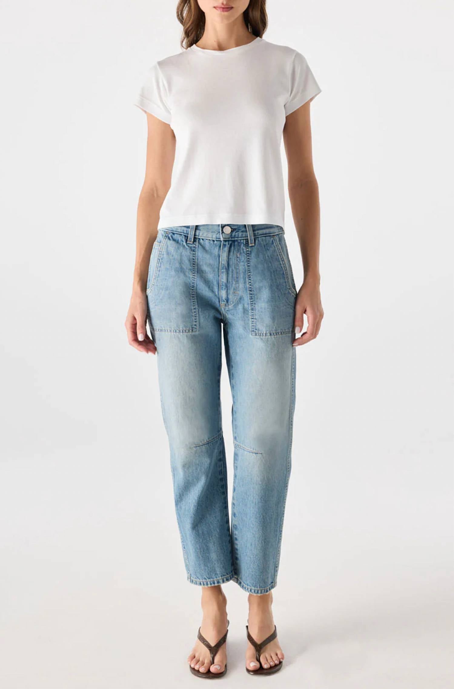 AMO Cate High Rise Cropped Jeans in pulse - women's jeans