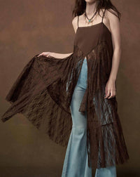 Promesa - Ruffled Lace Flyaway Maxi Camisole Top