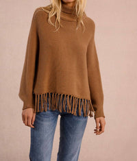 MOLLY BRACKEN Mock Neck Knitted Sweater in camel - women's sweater