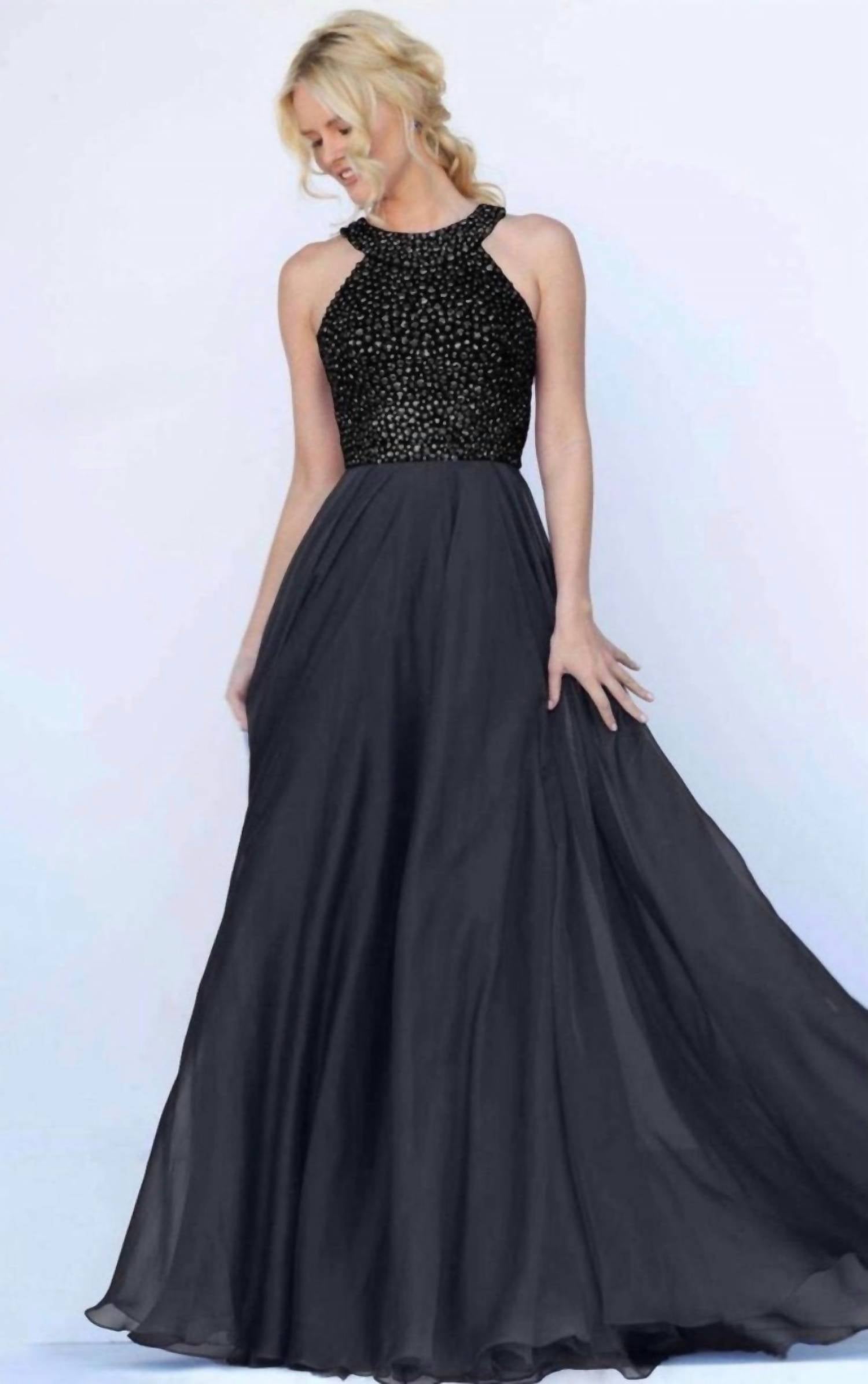 Sherri Hill - Beaded Bodice Chiffon Gown