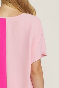 Entro - Color Block V-neck Top