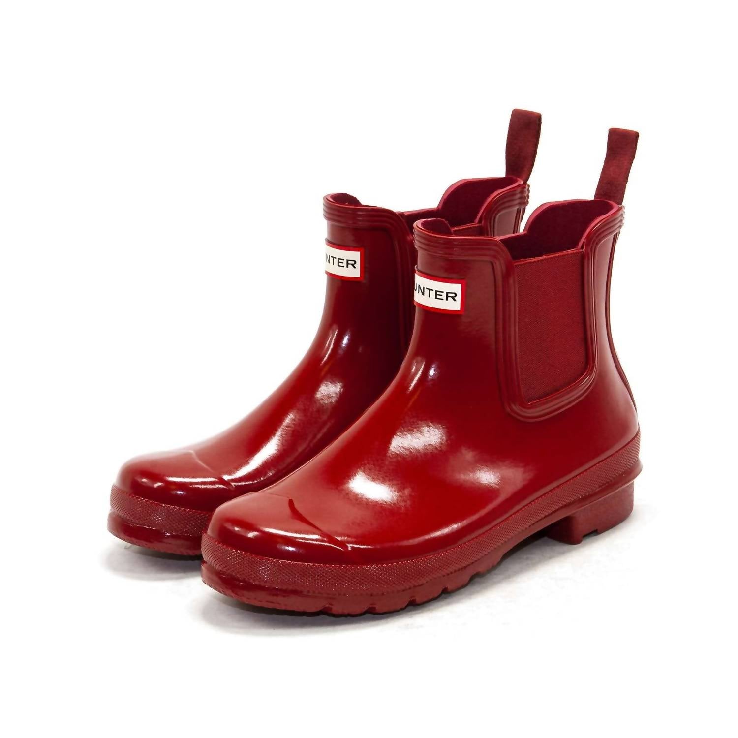 HUNTER Women's Original Gloss Chelsea Boots in military red - women's shoe