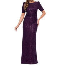 Xscape Sequined Lace Maxi Gown in purple - women's dress