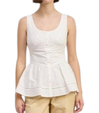 En Saison Brittany Peplum Top in white - women's tank top