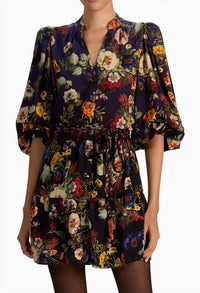 Alice + Olivia - Antonette Long Sleeve Button Front Mini Dress