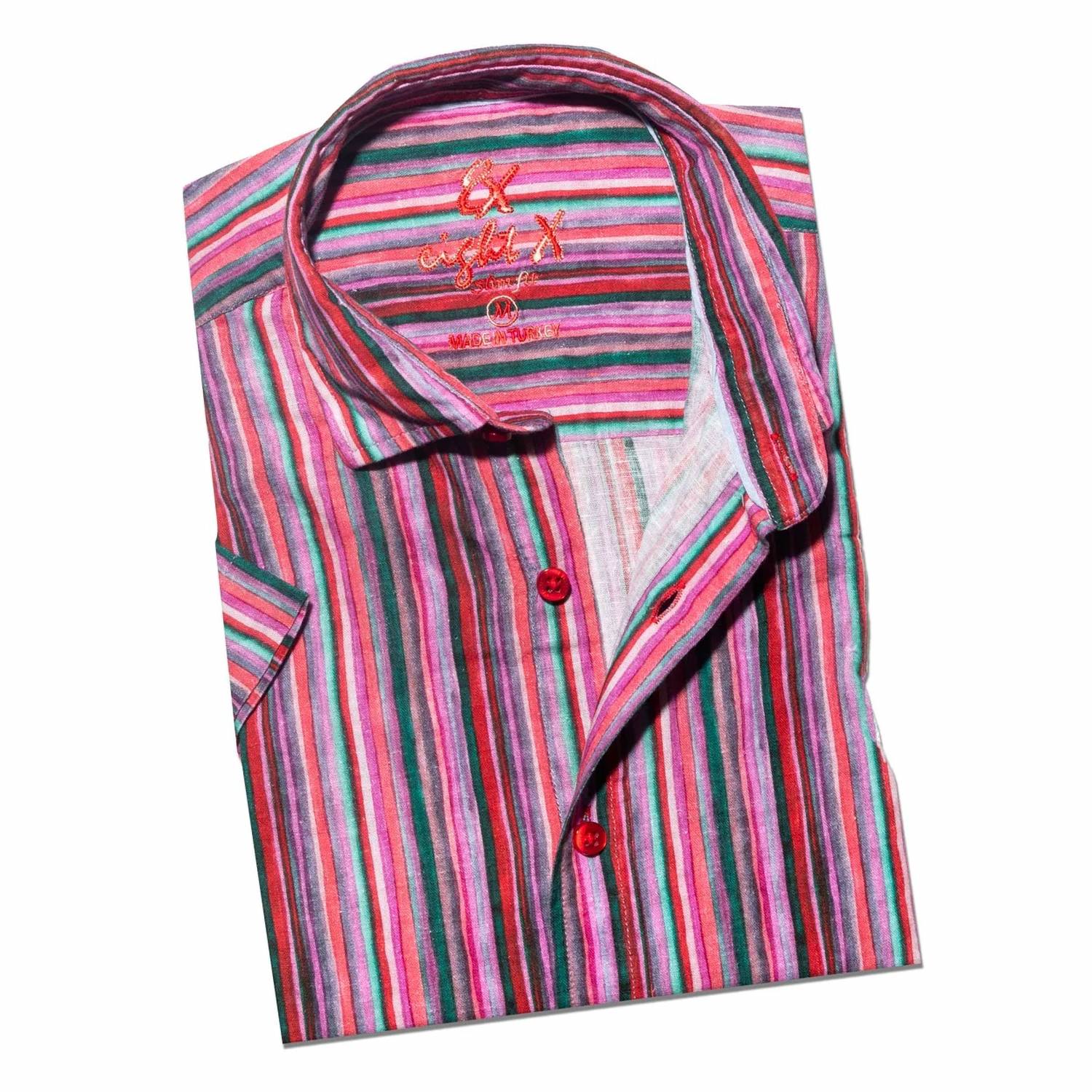 Eight X - Feelings Striped Linen Short Sleeve Shirt