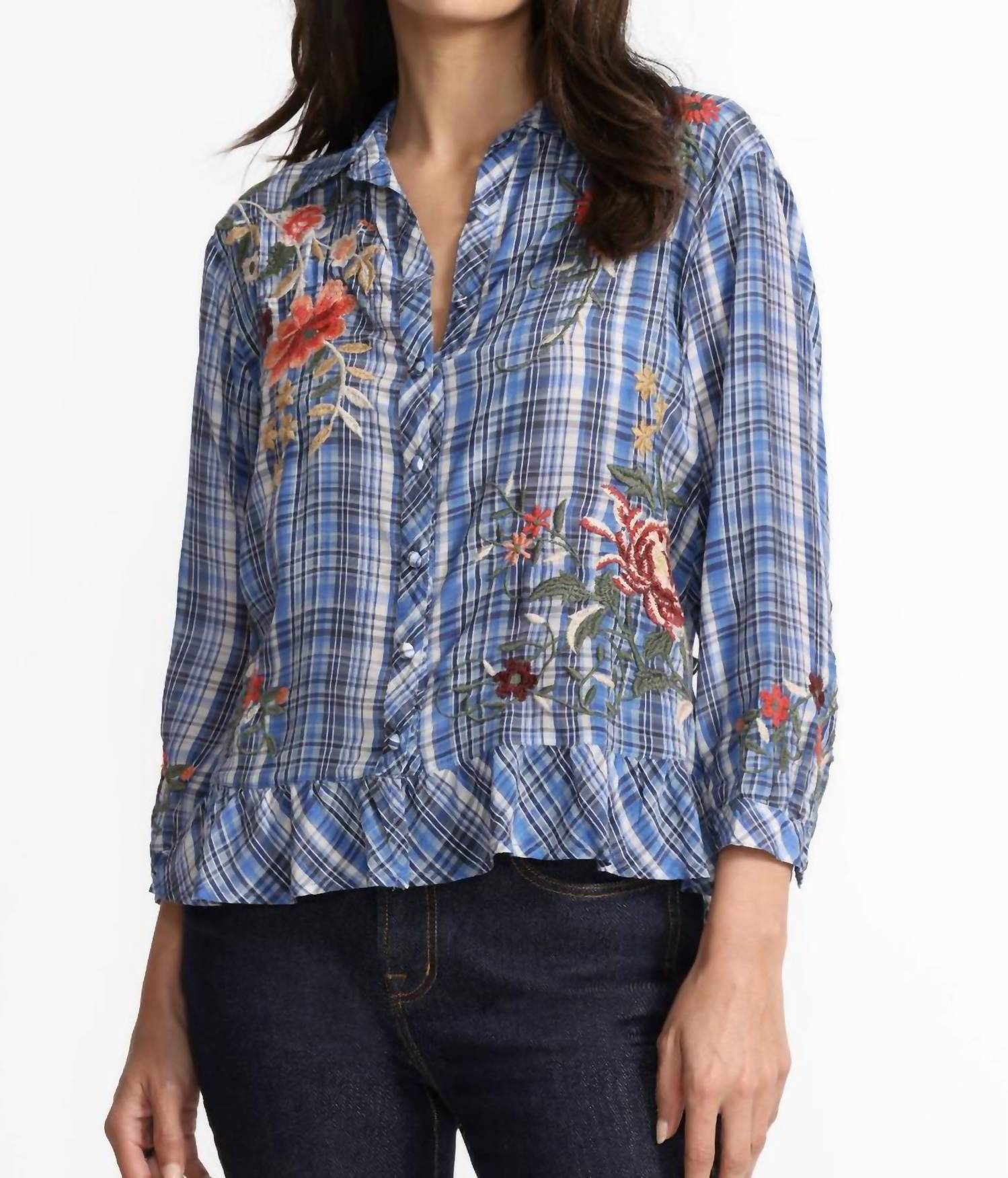 Johnny Was - Peplum Ruffle Hem Shirt