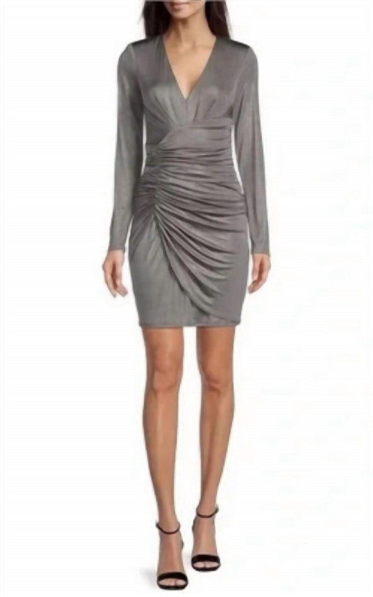 Vince Camuto - Long Sleeve Metallic Ruched Mini Dress