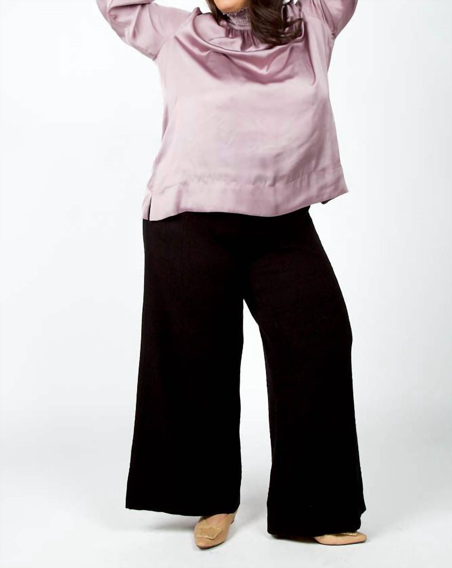 Tricot Chic - Pleated Long Sleeve Top - Plus
