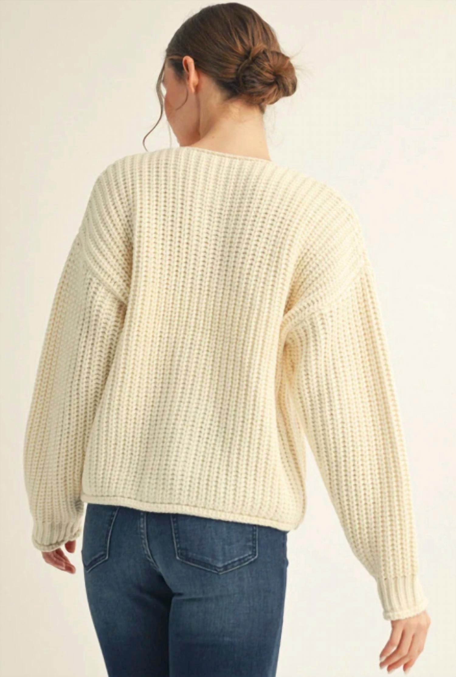 Jodifl Front Button Cardigan in cream - women's cardigan - detail view