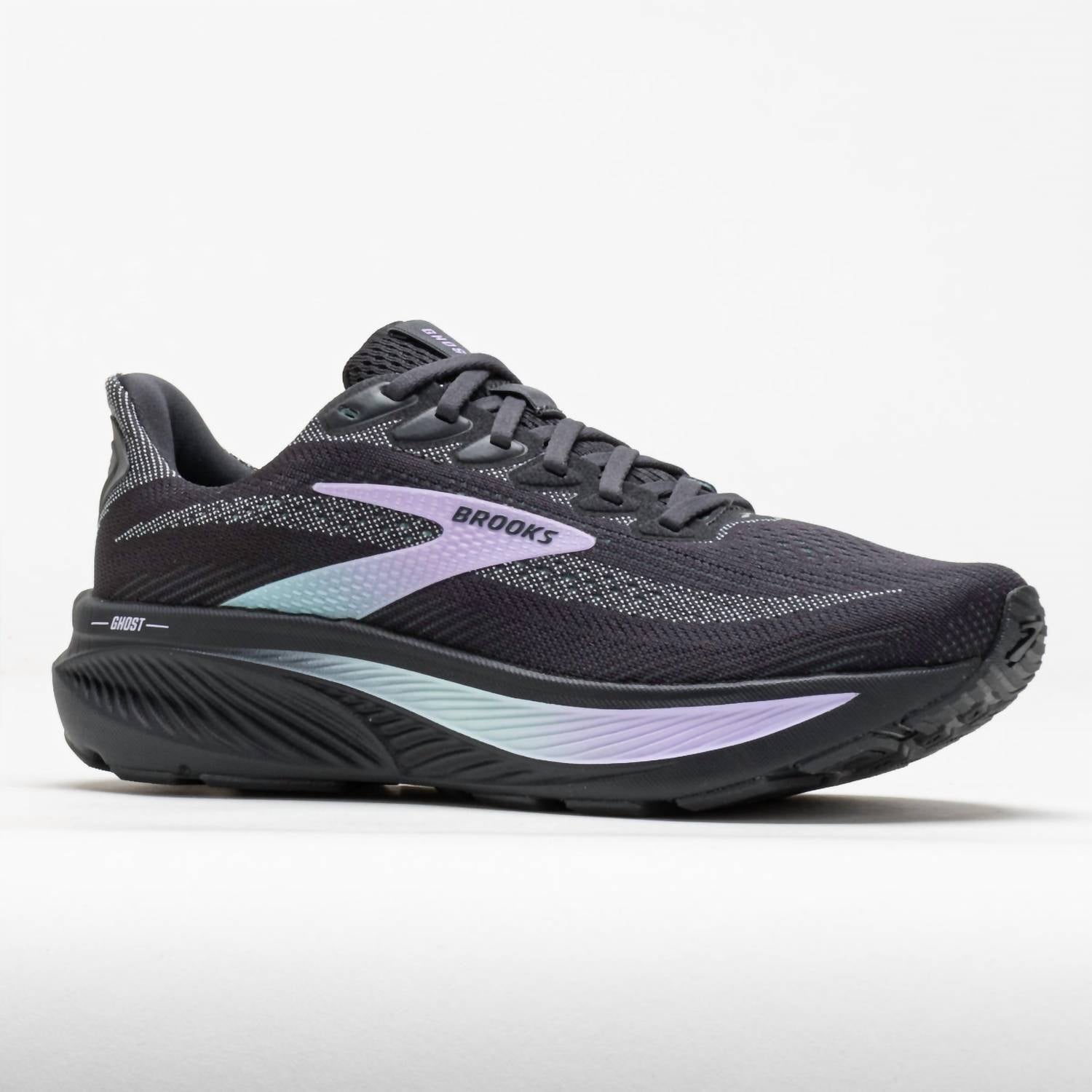 BROOKS Women's Ghost 17 Running Shoes in grey clearwater purple - women's shoe