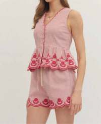 Entro - Striped Peplum Cherry Set