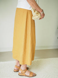 Cut Loose - Solid Linen A-line Midi Skirt