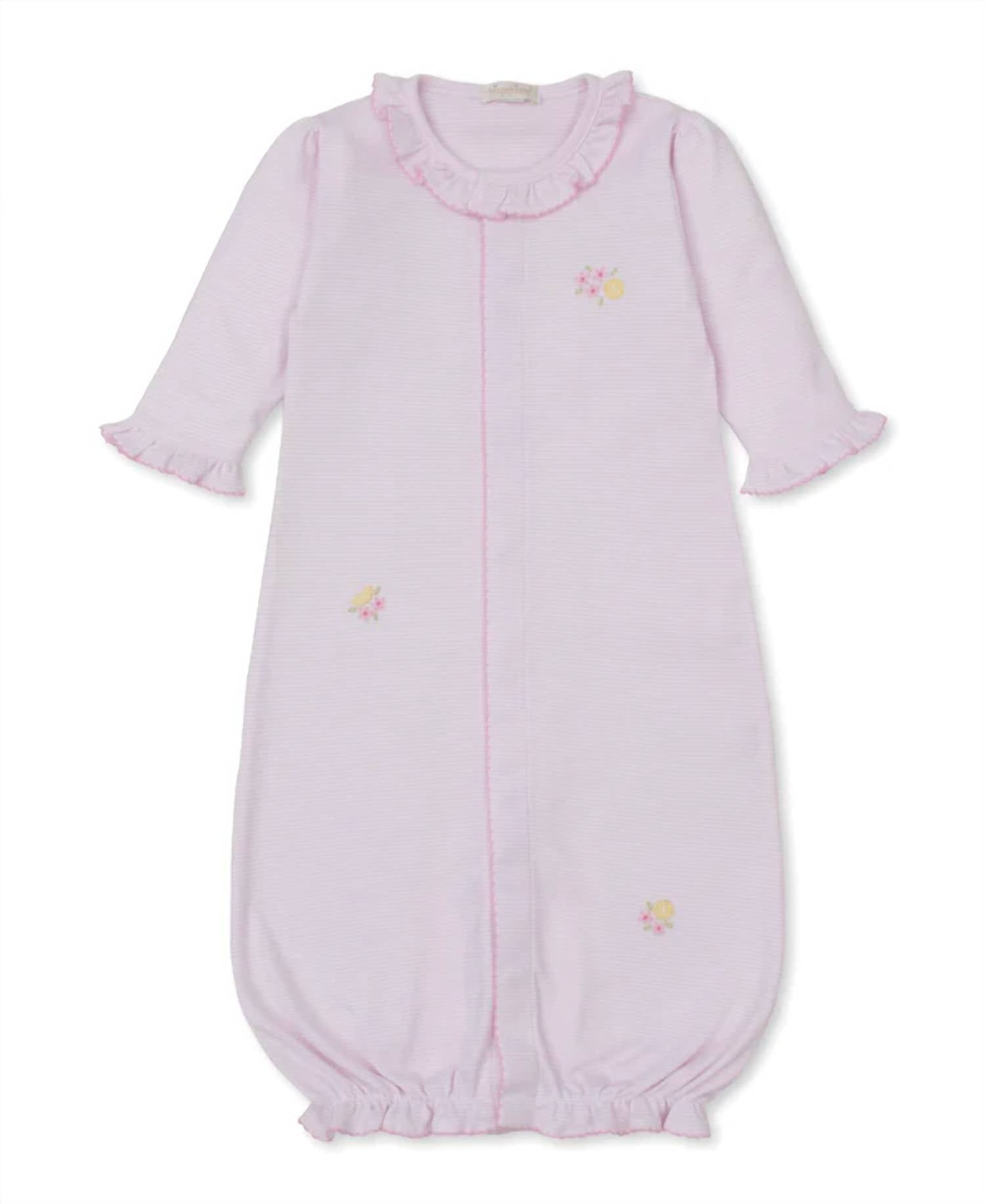Kissy Kissy - Girl's Lemon Blossoms Hand Embroidered Stripe Convertible Gown