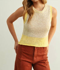 Miou Muse - Color Blocked Sleeveless Knitted Top