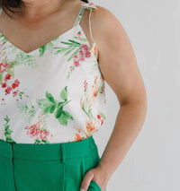 Skies Are Blue - Flower Strap Satin Cami Top
