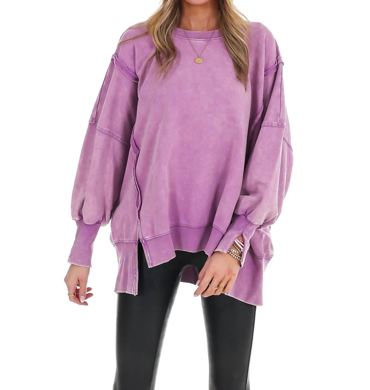 Zenana - Lovely Life Acid Wash Sweatshirt