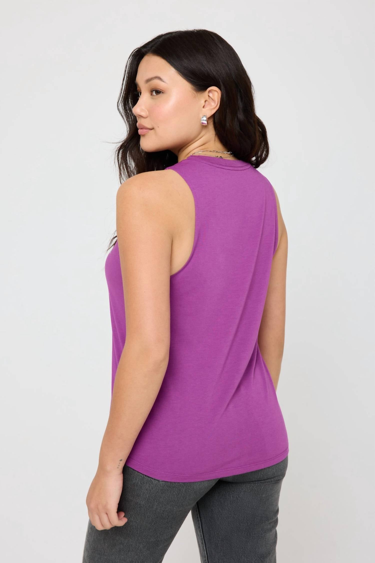 SPIRITUAL GANGSTER Wild Moon Jade Muscle Tank in electric amethyst - women's shirt - alternate view