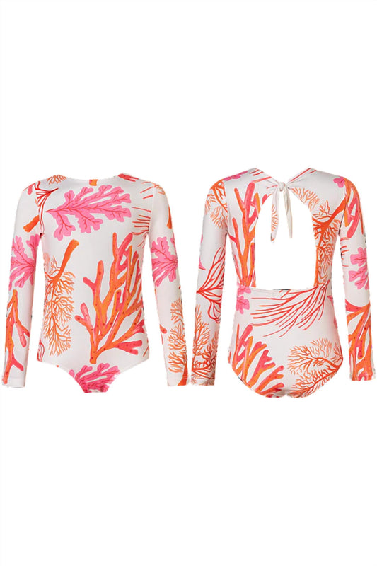 Pepita & Me - Girls Coral Long Sleeve Swimsuit