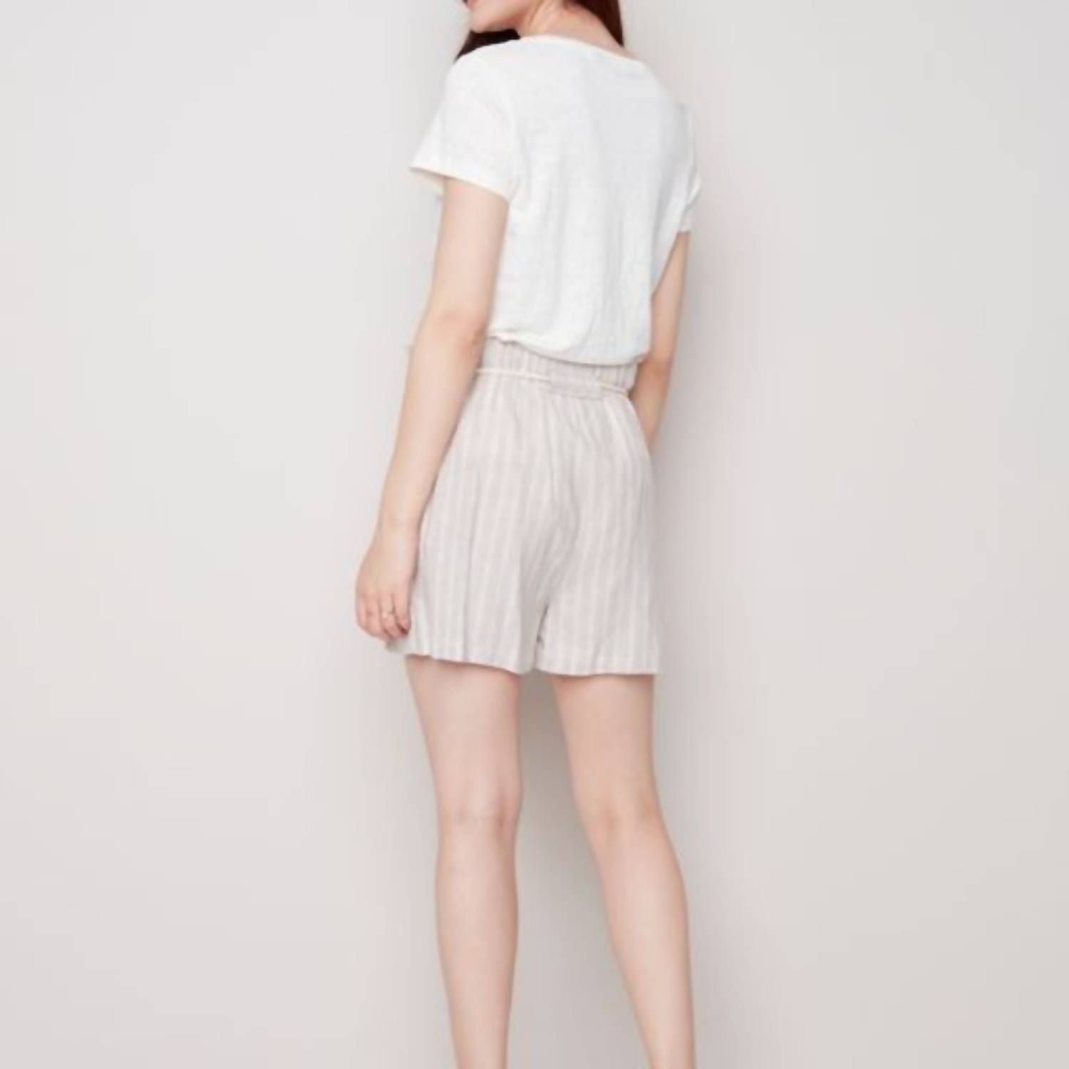 CHARLIE B Linen Short in natural - women's shorts - alternate view