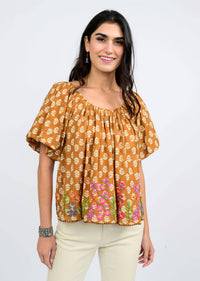 Ivy Jane Garden Of Flowers Top in rust - women's blouse - alternate view