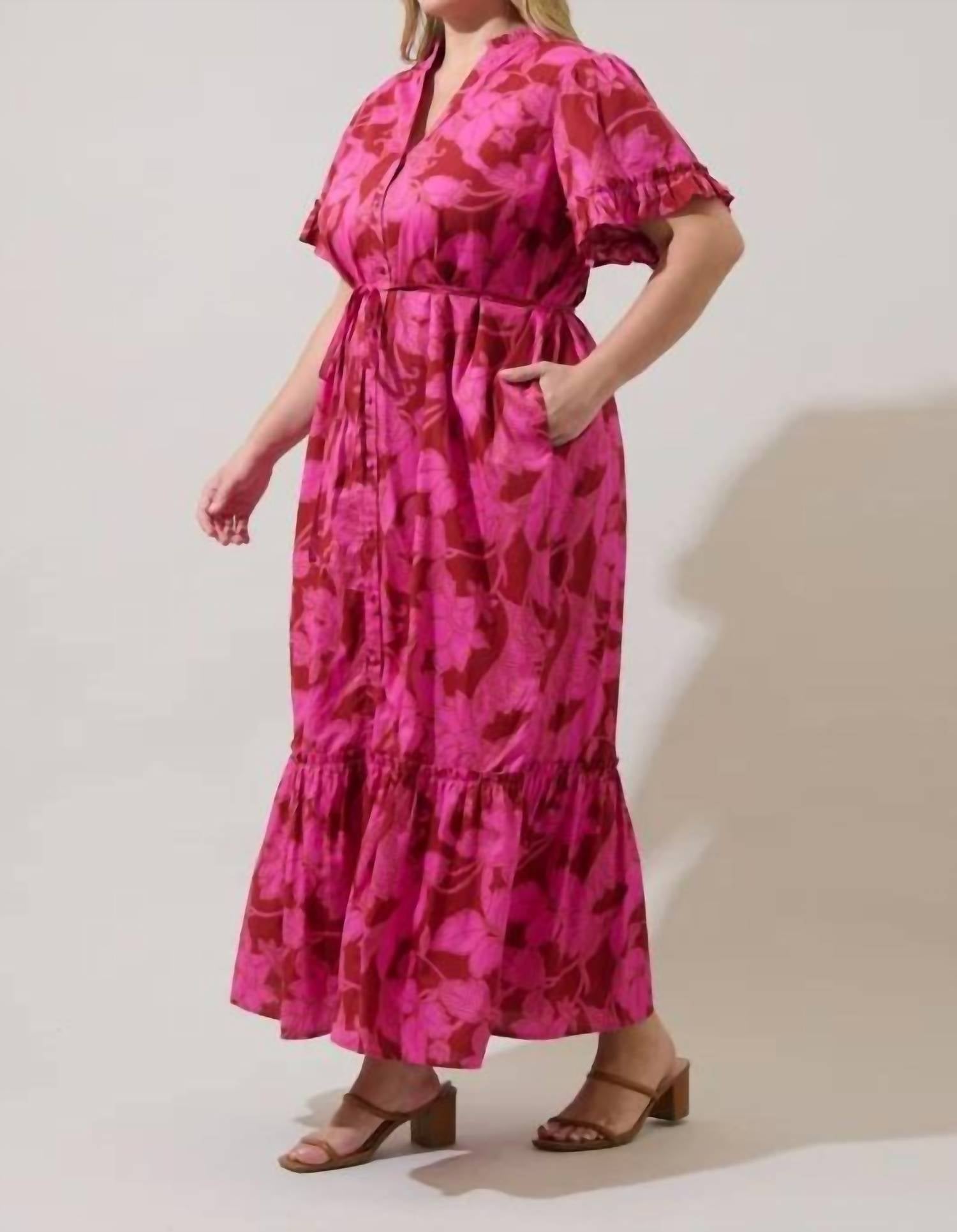 Sugarlips - Gracie Floral Button Up Midi Dress - Plus