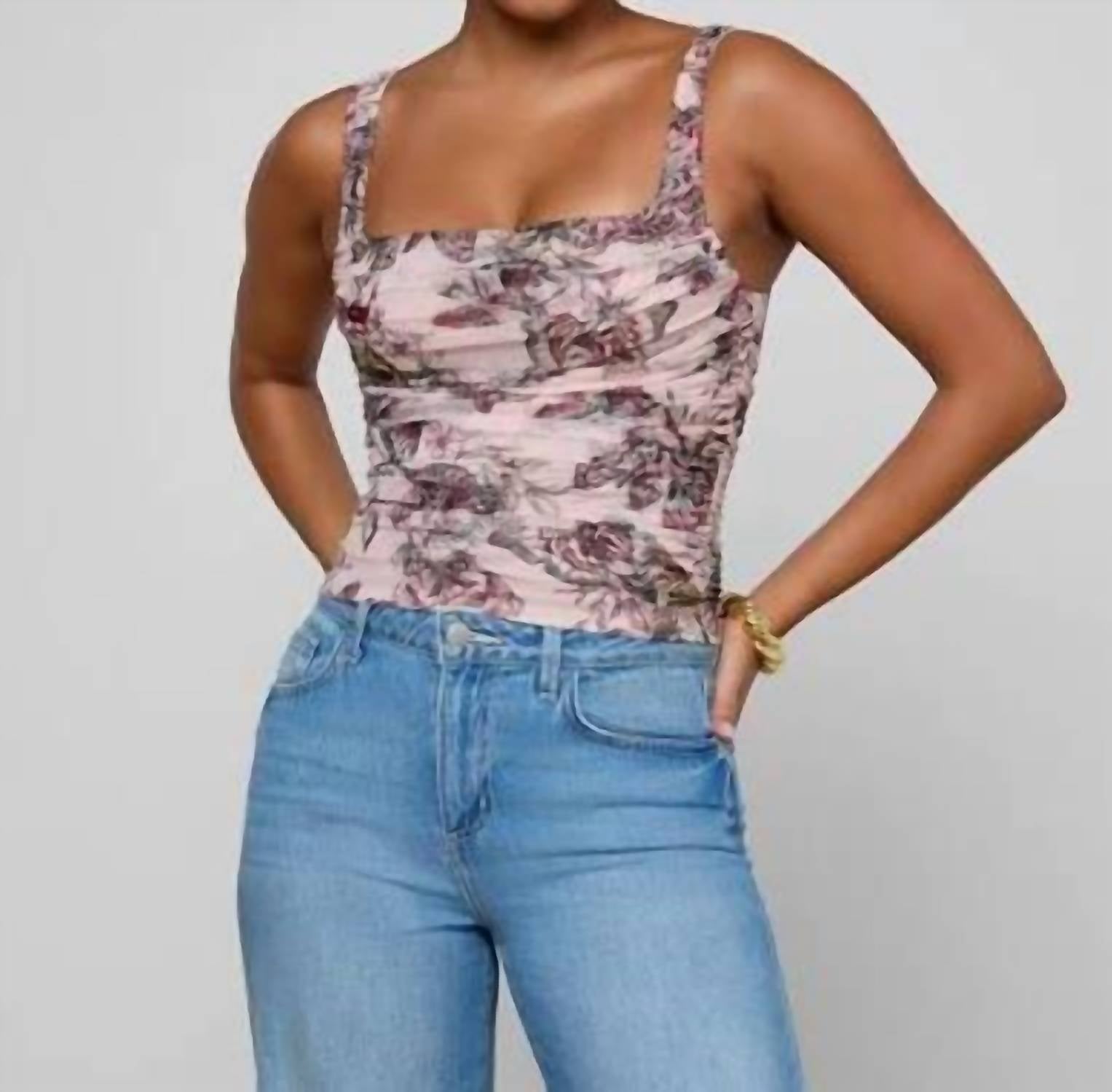 L'Agence - Rasha Shirred Mesh Tank