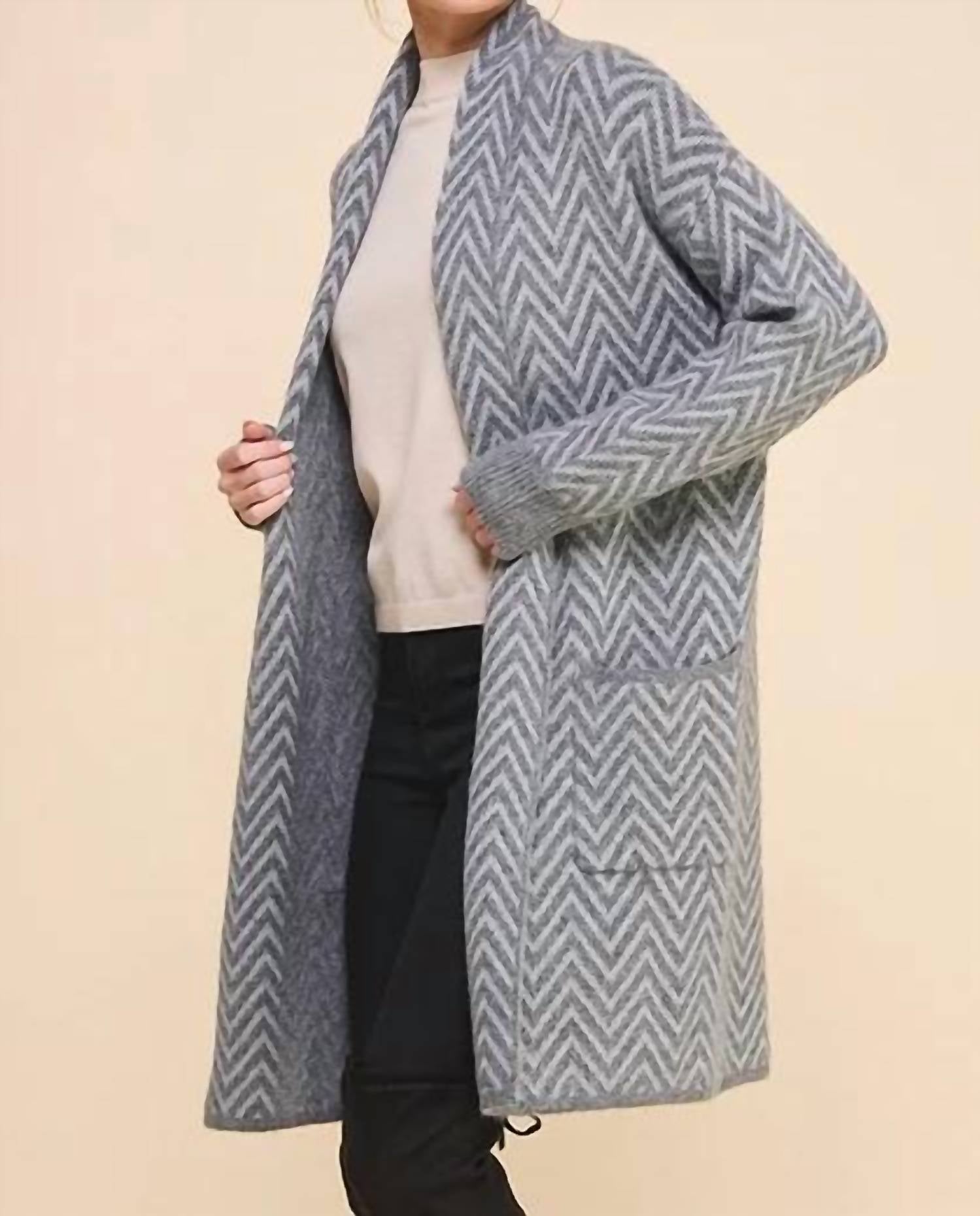 Allie Rose - Heathered Chevron Shawl Cardigan
