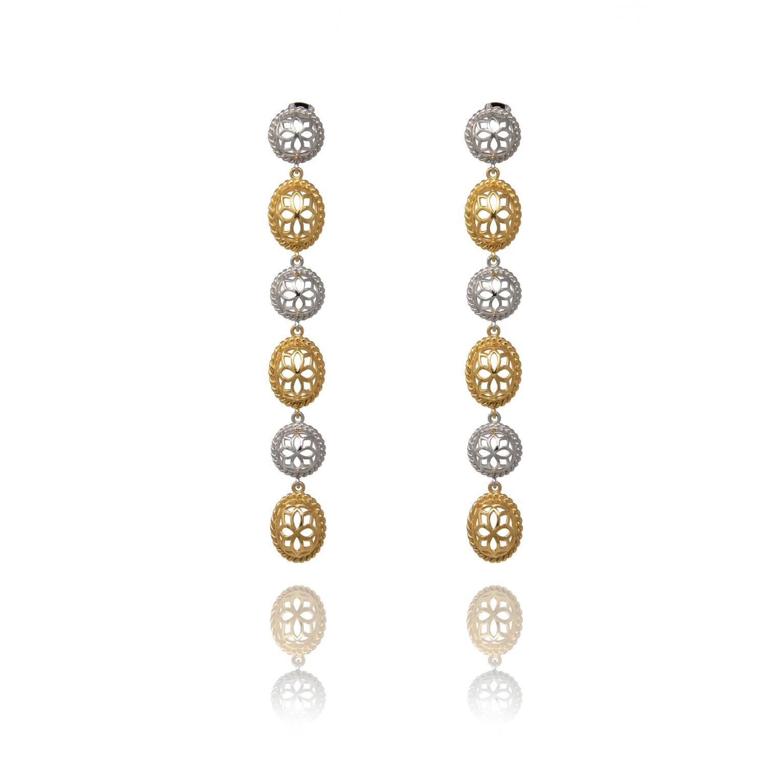 Georgina Jewelry - Women's Two Tone Signature Long Earrings
