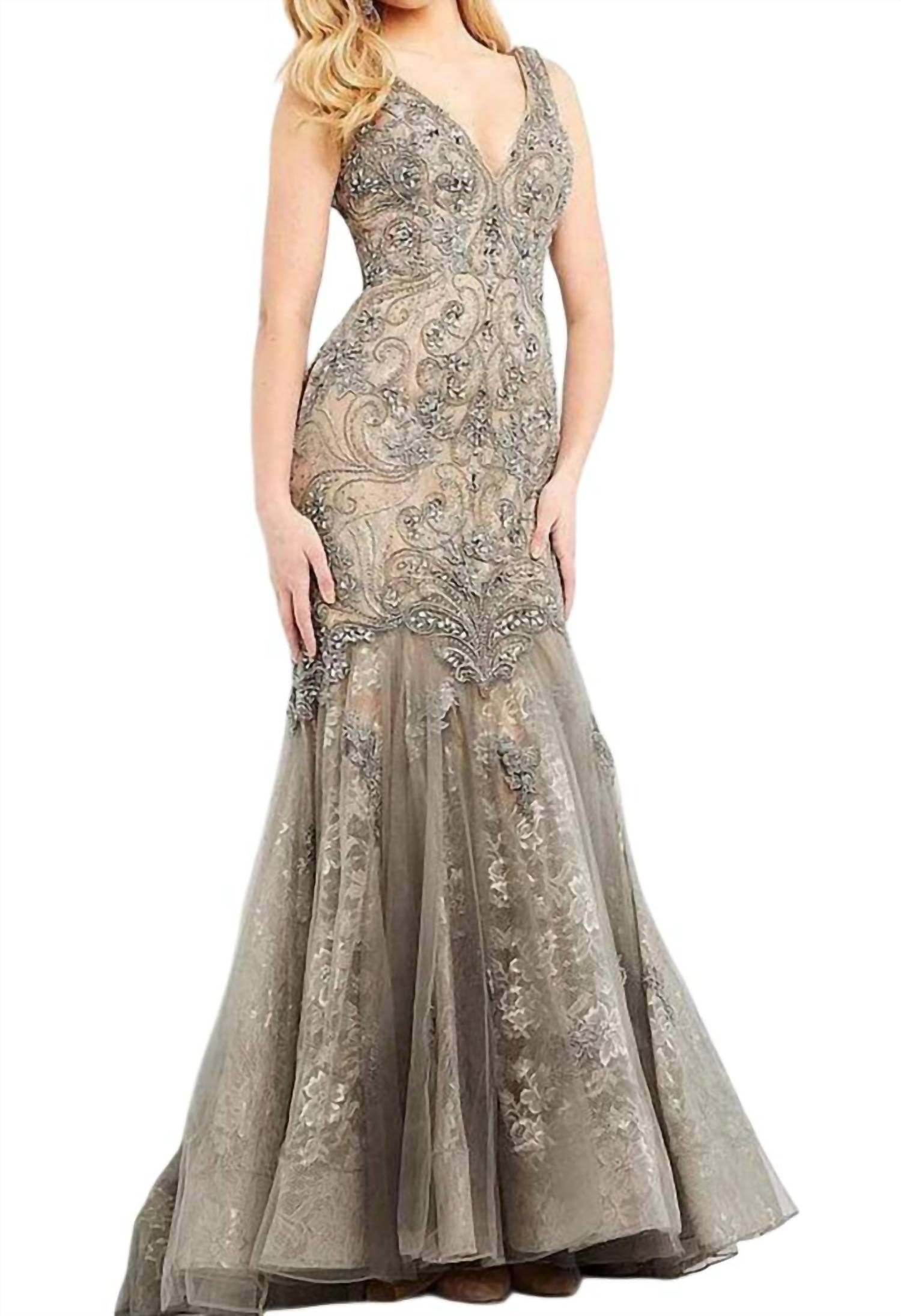 Jovani - Crystal Beaded Vintage-inspired Dress