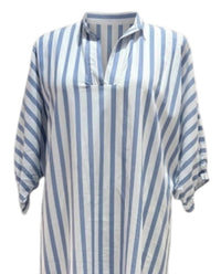 ADRIENNE Women's Blakely Ten Stripe Dress in lt blue - women's dress - detail view