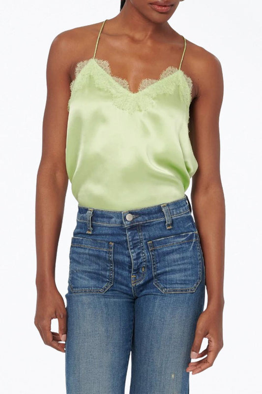 RACER LACE-TRIM SILK CAMISOLE