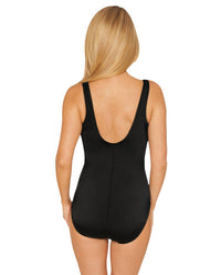 Longitude Ghana Wrap Tank One Piece Swimsuit in blue - women's swimwear - detail view