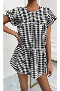 Doublju - Plaid Ruffle Top