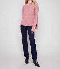 Charlie B - Crew Neck Sweater With Cable Sleeves