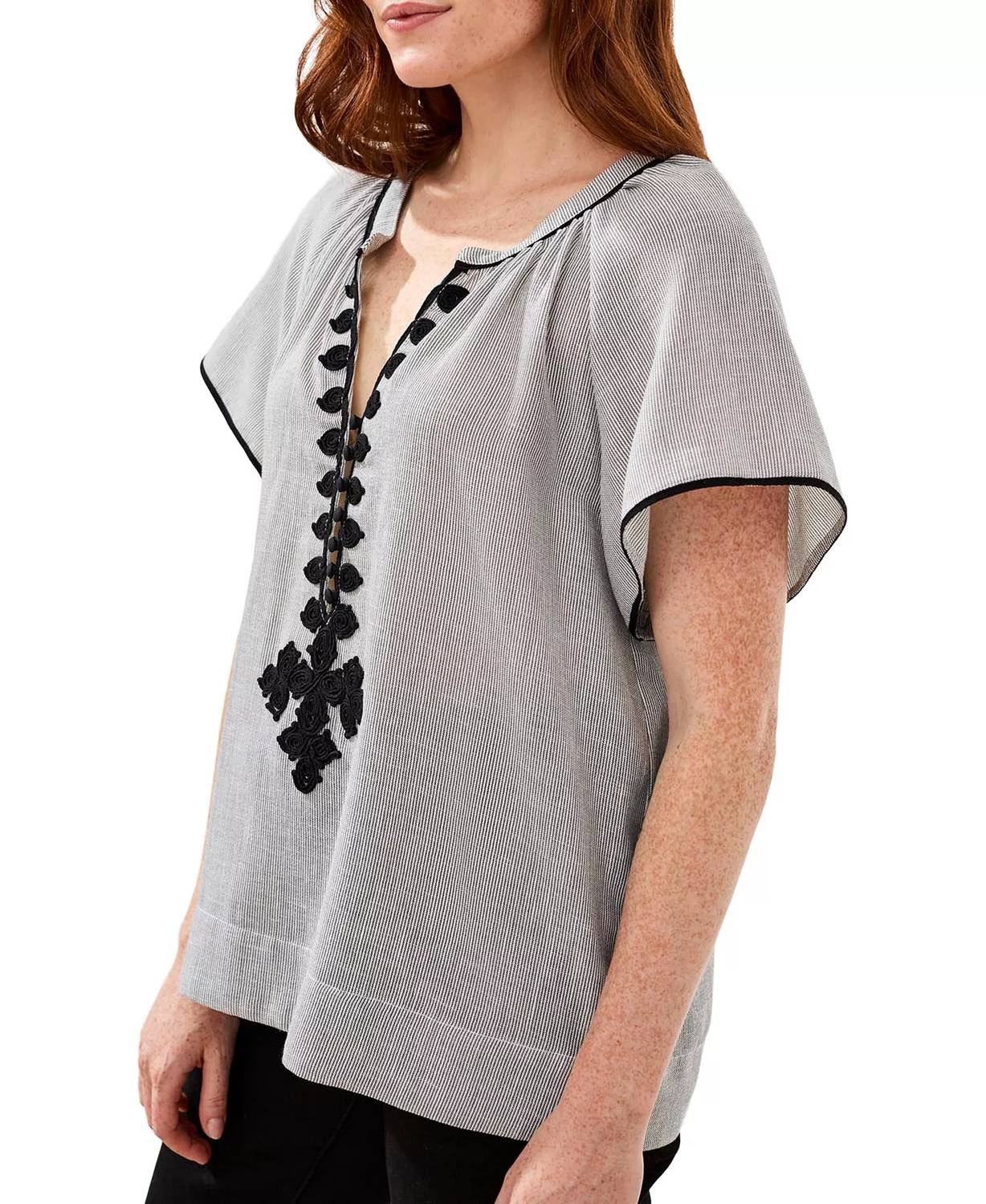 Tribal - Flutter Sleeve Embroidered Blouse