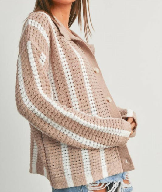 Buttermelon - Stripe Button Front Sweater