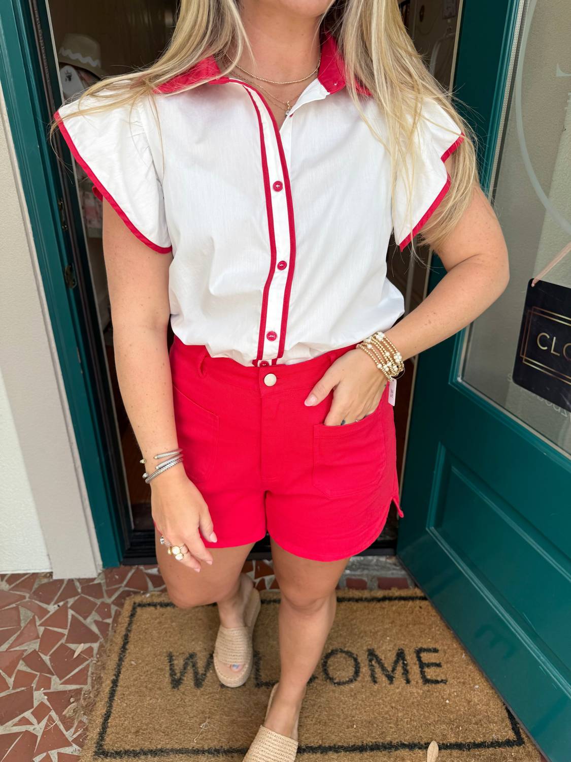 Day + Moon - Patch Pocket High Waist Shorts
