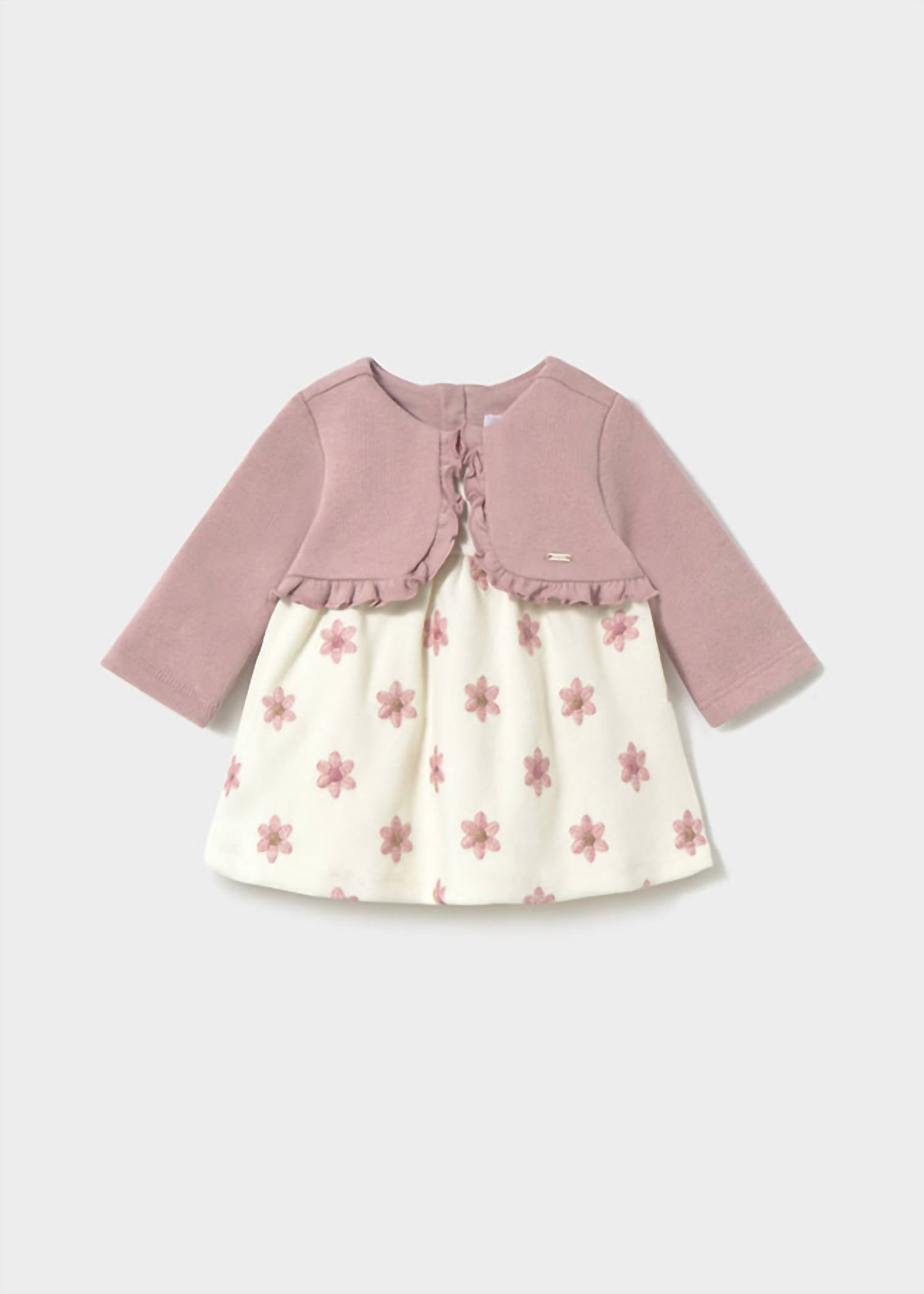 Mayoral - Girls Newborn Knit Dress With Cardigan