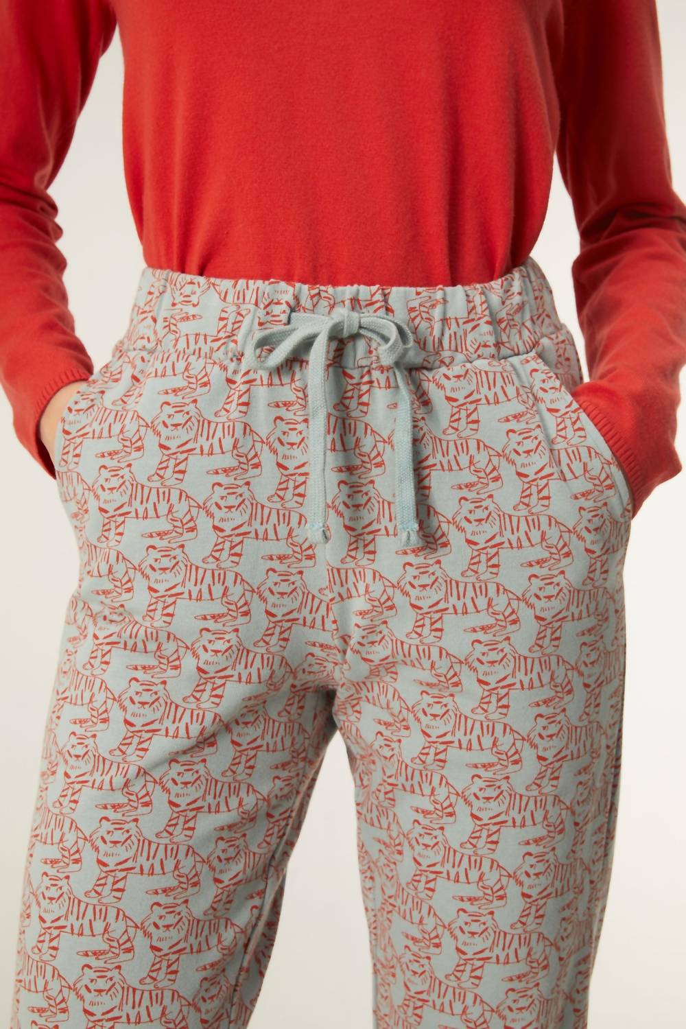 Compania Fantastica Cotton Terry Joggers in tiger print - women's pants - alternate view