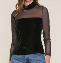 heartloom Pomelo Velvet Long Sleeve Top in black - women's long sleeve top - alternate view