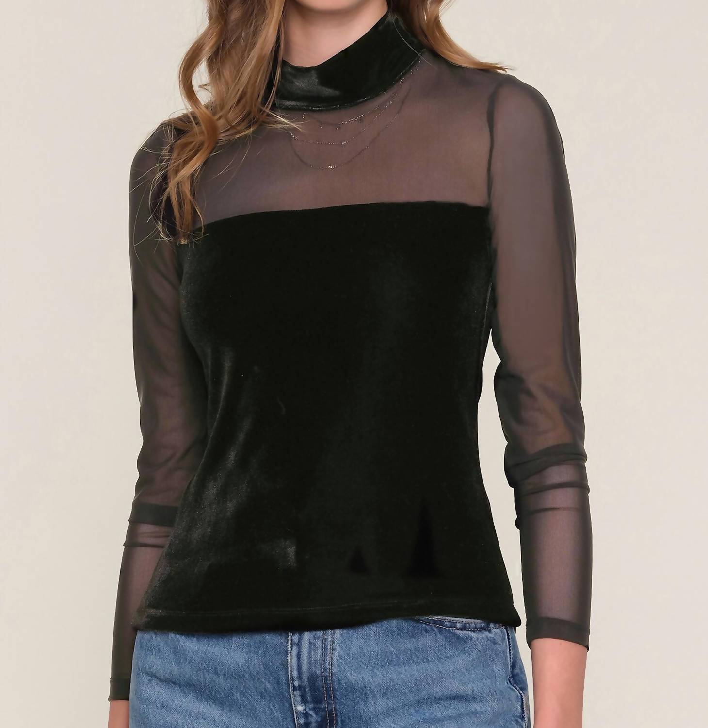 heartloom Pomelo Velvet Long Sleeve Top in black - women's long sleeve top - alternate view
