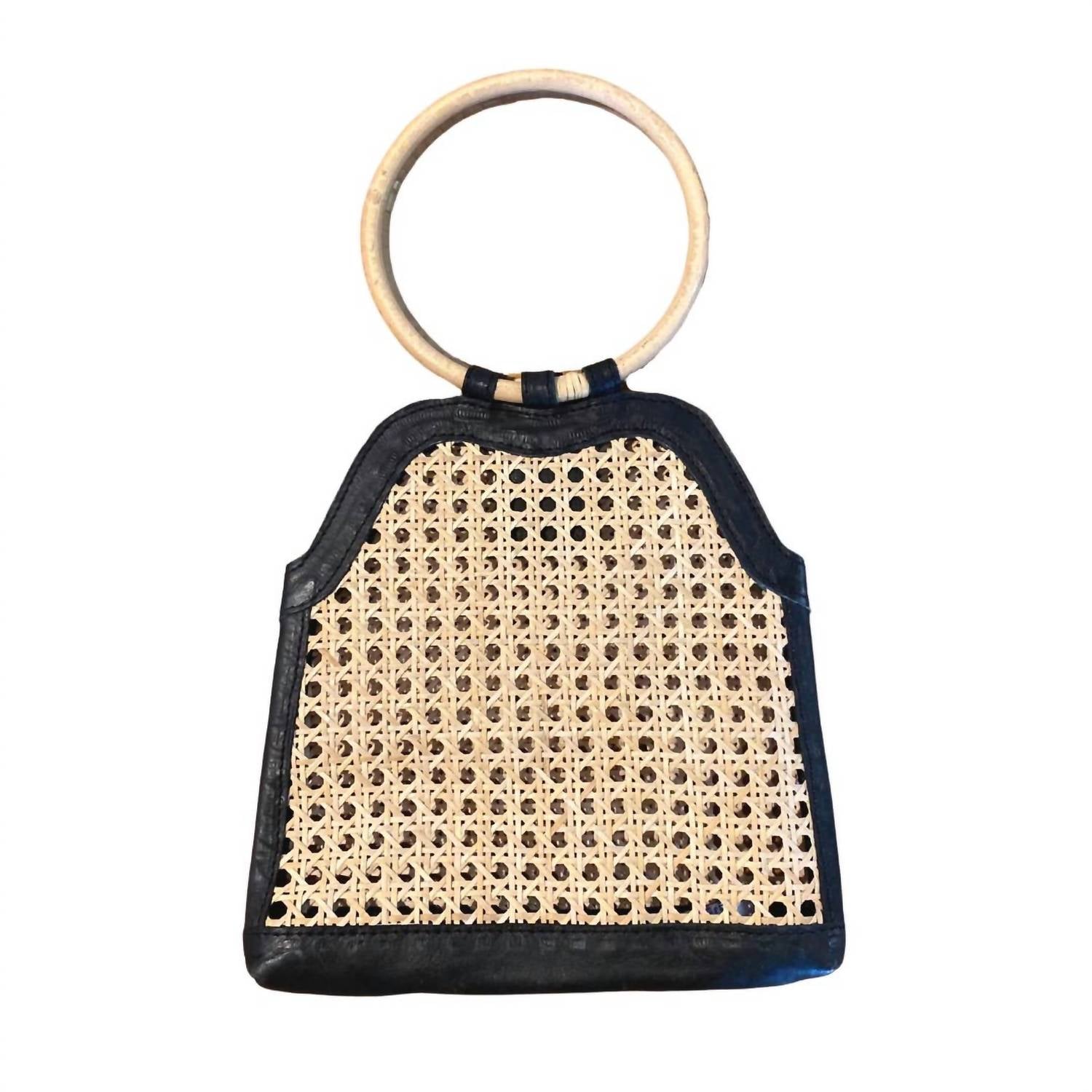 Poppy + Sage - Women's Cane & Leather Tote Bag