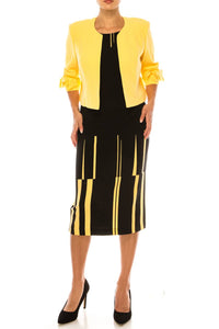 Maya Brooke - Abstract Lined Contrast Jacket Dress