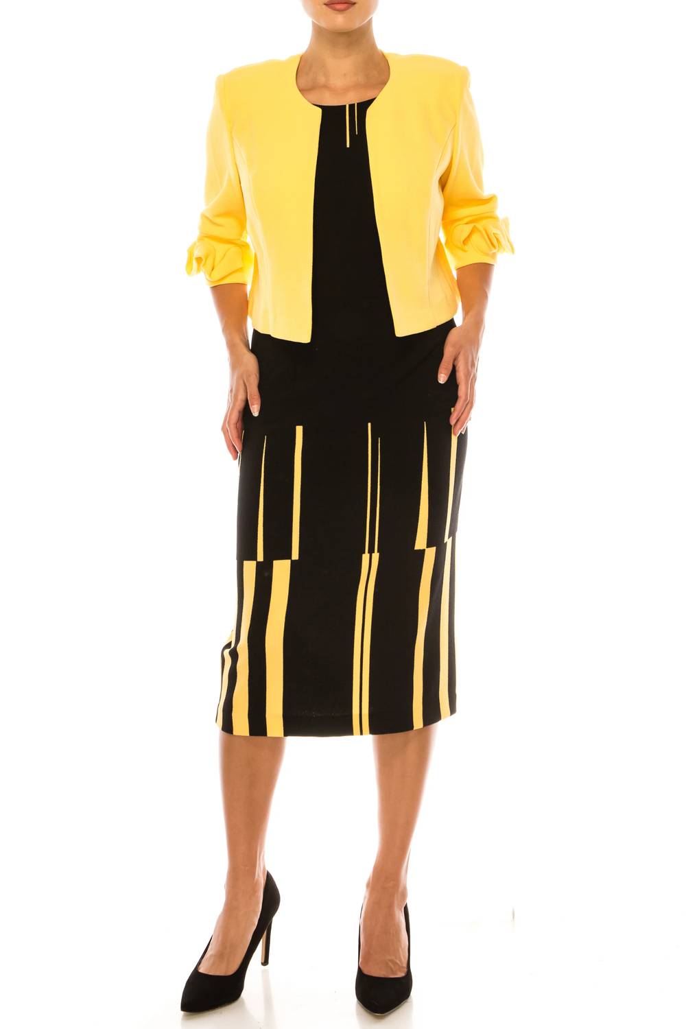 Maya Brooke - Abstract Lined Contrast Jacket Dress
