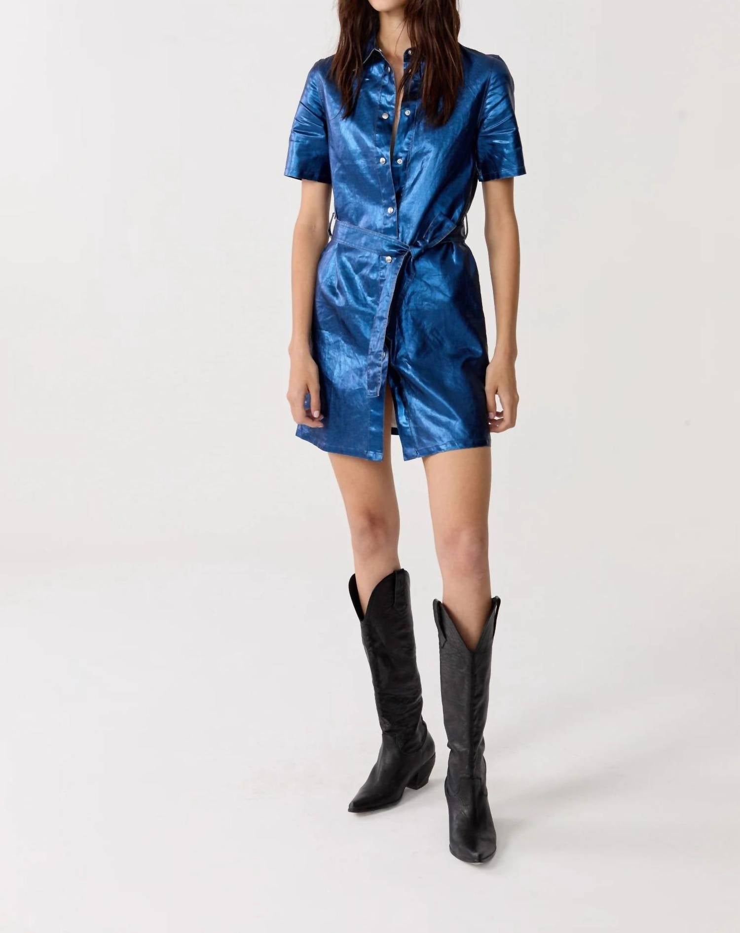 Lanhtropy - Franca Metallic Linen Dress