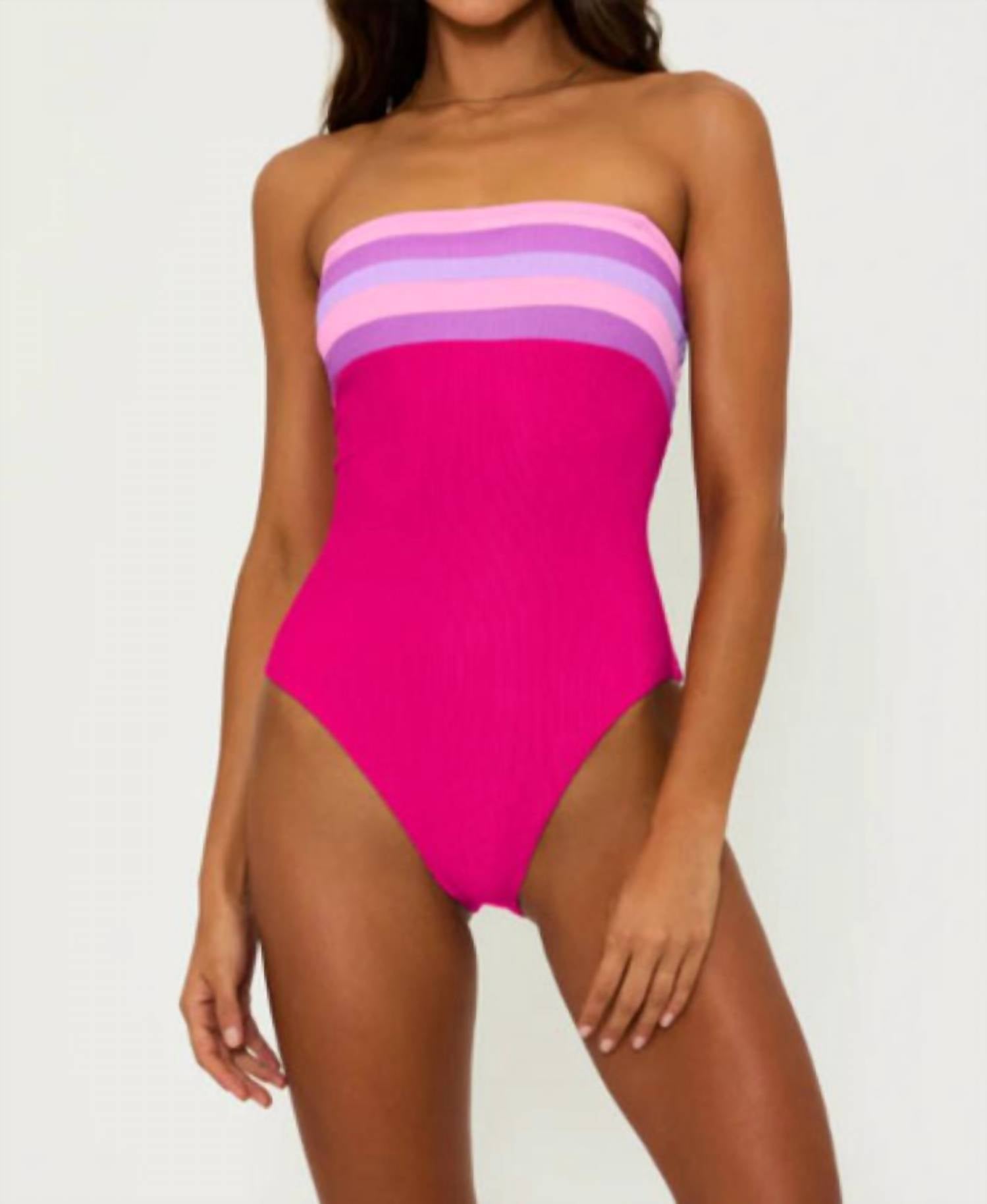 Beach Riot Jessa One Piece Swimsuit in raspberry colorblock - women's swimwear